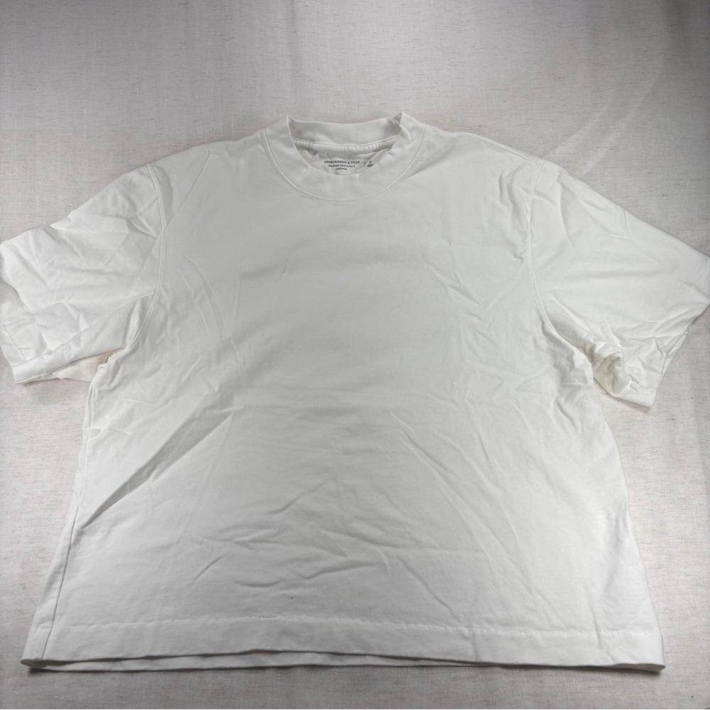 Abercrombie & Fitch White Crew Neck Short Sleeve Cropped Women's T-Shirt M